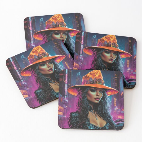 Item preview, Vibrant Cyber Witch Comic Art - Neon Cyberpunk Illustration designed and sold by luminamatrixart.
