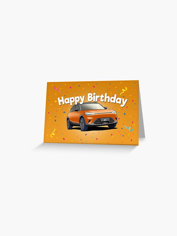Carte de vœux for Sale avec l'œuvre « Carte d'anniversaire voiture orange  Smart One » de l'artiste Webazoot Industries