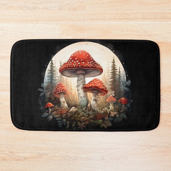 Item preview, Toadstools, Poisonous Mmushroom, vintage Amanita at dawn in the forest designed and sold by Sunmoonlove.