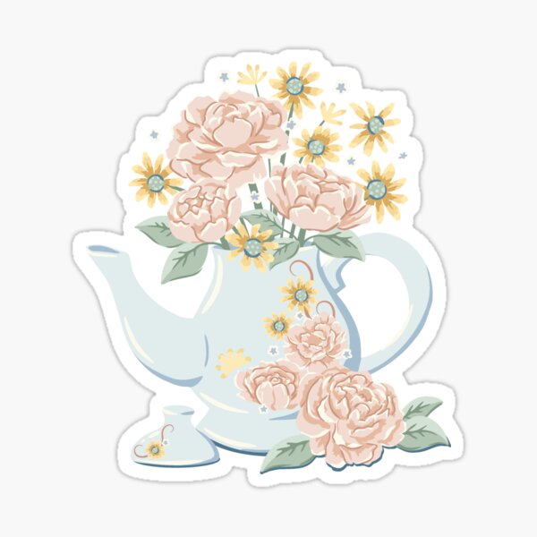 BLUE Tea Party in the Garden Sticker