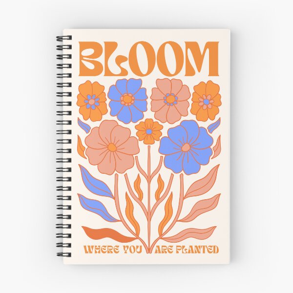 Item preview, Bloom Where You Are Planted - Orange & Blue Retro Boho Flowers Quote designed and sold by TheLoveShop.