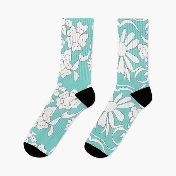 Item preview, Aqua floral pattern designed and sold by annesblueart.