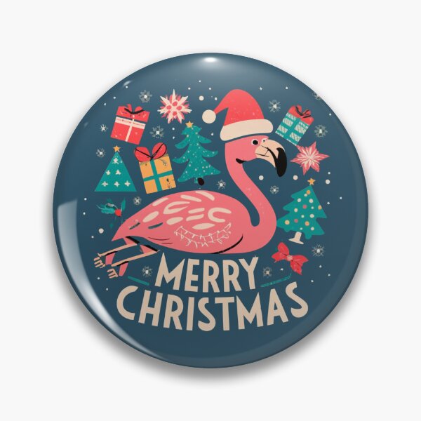 Item preview, Cute pink flamingo wearing a christmas' hat and surrounded by christmas things designed and sold by The  Knick Knack Nook.
