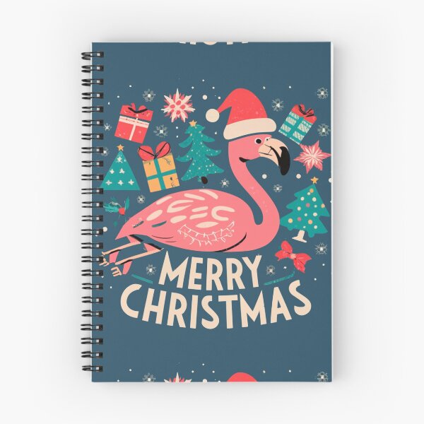 Item preview, Cute pink flamingo wearing a christmas' hat and surrounded by christmas things designed and sold by The  Knick Knack Nook.