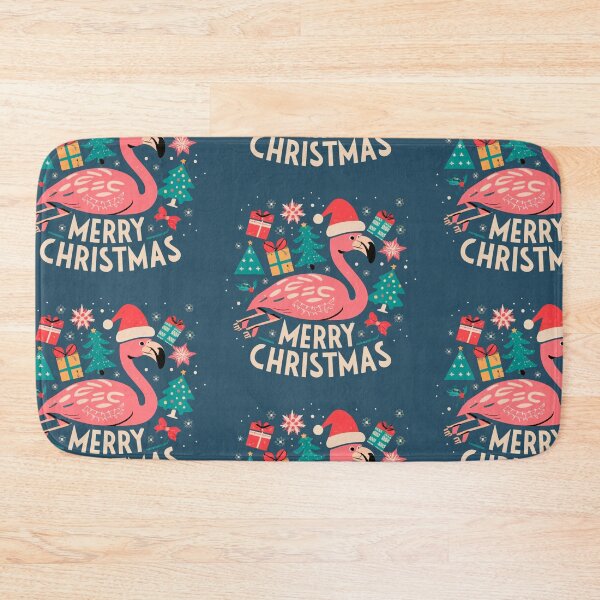 Item preview, Cute pink flamingo wearing a christmas' hat and surrounded by christmas things designed and sold by The  Knick Knack Nook.