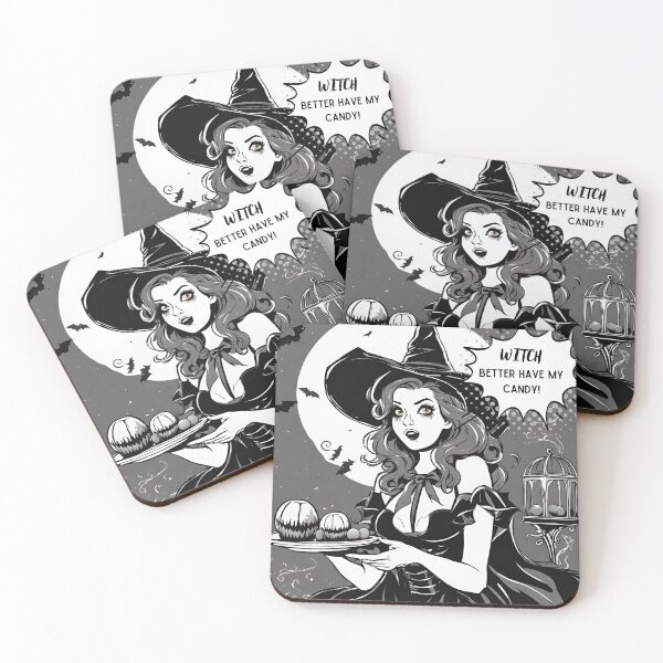 Item preview, Halloween Witch collecting candies designed and sold by SisterlyCrafts.