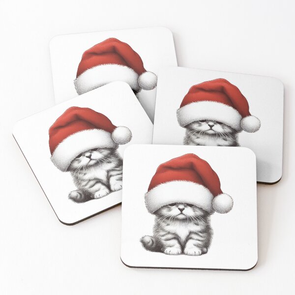 Item preview, Chrismas super cute cat in santa hat designed and sold by BlueGlam.