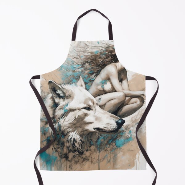 Item preview, Graceful Ink Portrayal of Woman and Wolf designed and sold by BeepBoopAIBoobs.