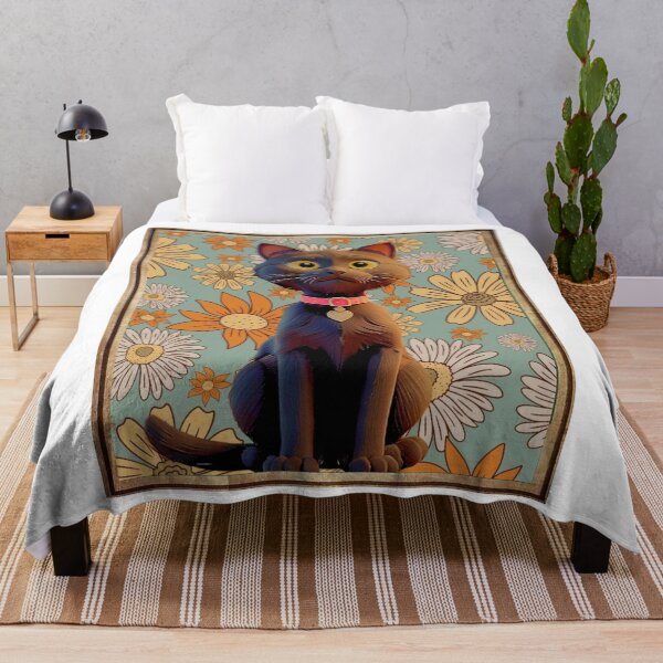 Item preview, A sleek black cat surrounded by vibrant flowers designed and sold by TNWOD.