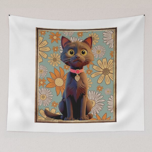 Item preview, A sleek black cat surrounded by vibrant flowers designed and sold by TNWOD.
