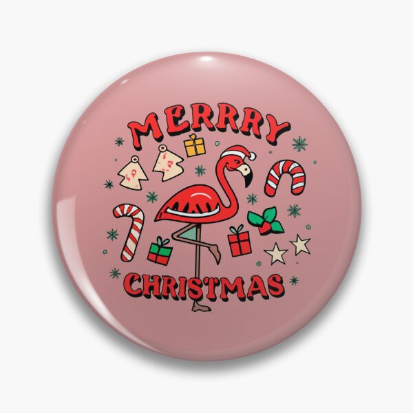 Item preview, Cute pink flamingo wearing a christmas' hat and surrounded by christmas things designed and sold by The  Knick Knack Nook.