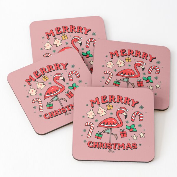 Item preview, Cute pink flamingo wearing a christmas' hat and surrounded by christmas things designed and sold by The  Knick Knack Nook.