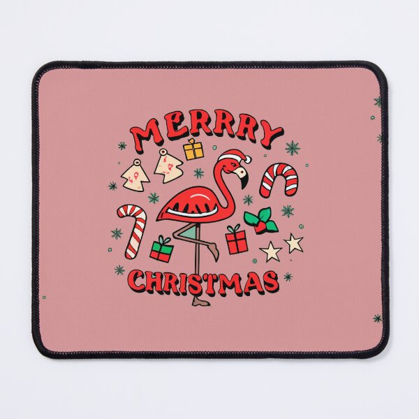 Item preview, Cute pink flamingo wearing a christmas' hat and surrounded by christmas things designed and sold by The Knick Knack Nook.