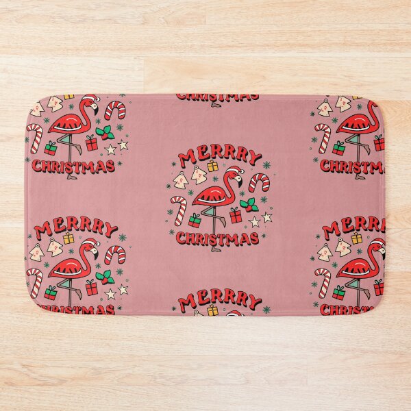 Item preview, Cute pink flamingo wearing a christmas' hat and surrounded by christmas things designed and sold by The  Knick Knack Nook.