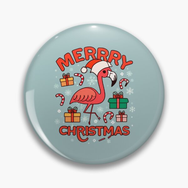 Item preview, Cute pink flamingo wearing a christmas' hat and surrounded by christmas things designed and sold by The  Knick Knack Nook.