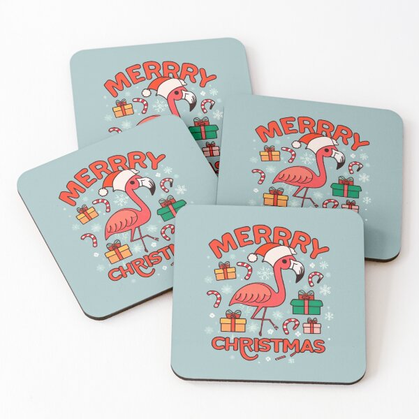 Item preview, Cute pink flamingo wearing a christmas' hat and surrounded by christmas things designed and sold by The  Knick Knack Nook.