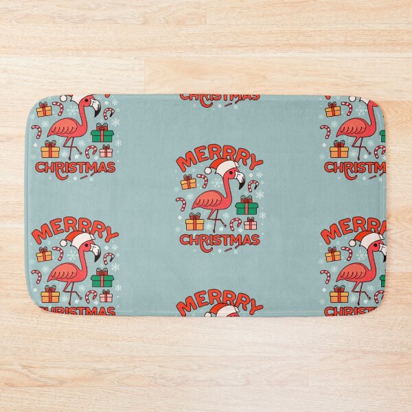 Item preview, Cute pink flamingo wearing a christmas' hat and surrounded by christmas things designed and sold by The  Knick Knack Nook.