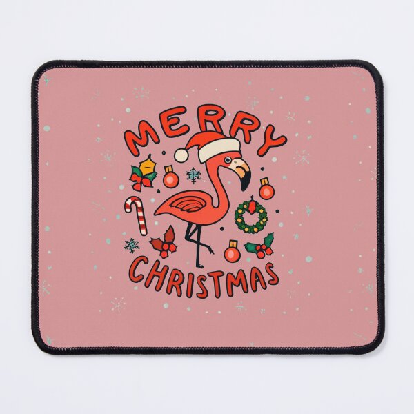 Item preview, Cute pink flamingo wearing a christmas' hat and surrounded by christmas things designed and sold by The Knick Knack Nook.
