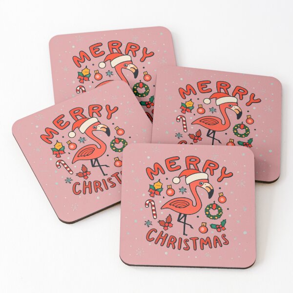 Item preview, Cute pink flamingo wearing a christmas' hat and surrounded by christmas things designed and sold by The  Knick Knack Nook.