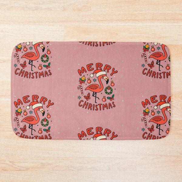 Item preview, Cute pink flamingo wearing a christmas' hat and surrounded by christmas things designed and sold by The  Knick Knack Nook.