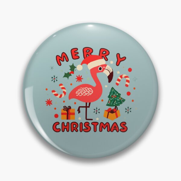 Item preview, Cute pink flamingo wearing a christmas' hat and surrounded by christmas things designed and sold by The  Knick Knack Nook.