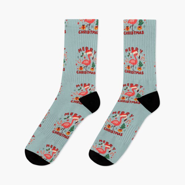 Item preview, Cute pink flamingo wearing a christmas' hat and surrounded by christmas things designed and sold by The  Knick Knack Nook.
