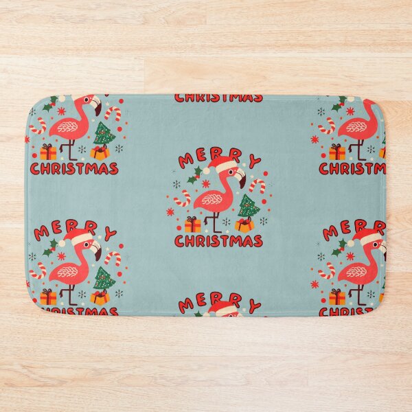 Item preview, Cute pink flamingo wearing a christmas' hat and surrounded by christmas things designed and sold by The  Knick Knack Nook.