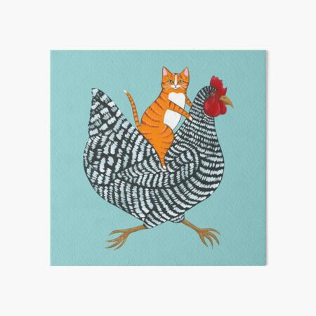 Ginger Cat Chicken Ride Art Board Print