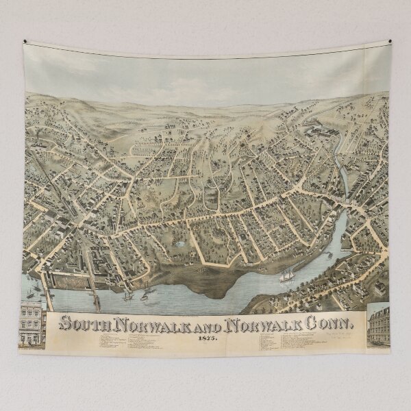 Item preview, Vintage Pictorial Map of Norwalk Connecticut (1875) designed and sold by BravuraMedia.