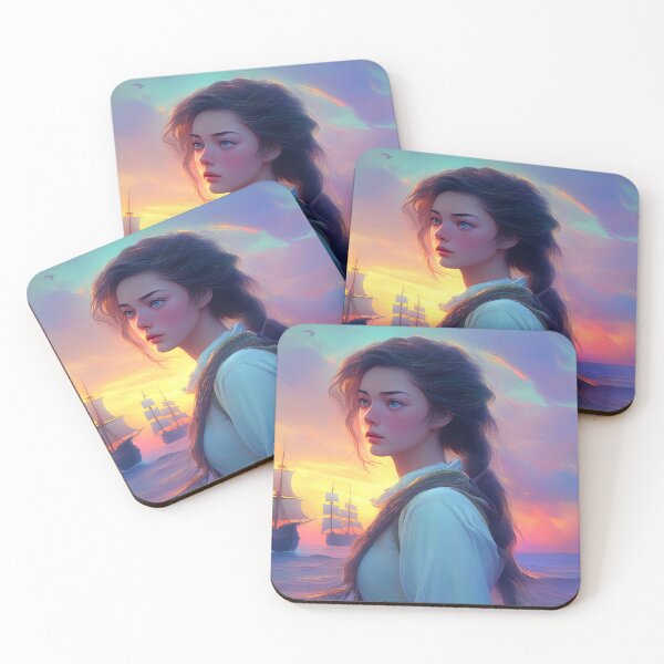 Item preview, Beautiful Anime Girl and Pirate Ships designed and sold by bubblegoth.