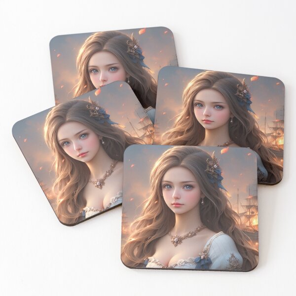 Item preview, Adorable Victorian Anime Girl and Burning Pirate Ships designed and sold by bubblegoth.
