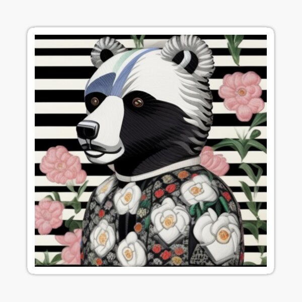 Item preview, Polarbear striped floral design  designed and sold by Roxburylane.