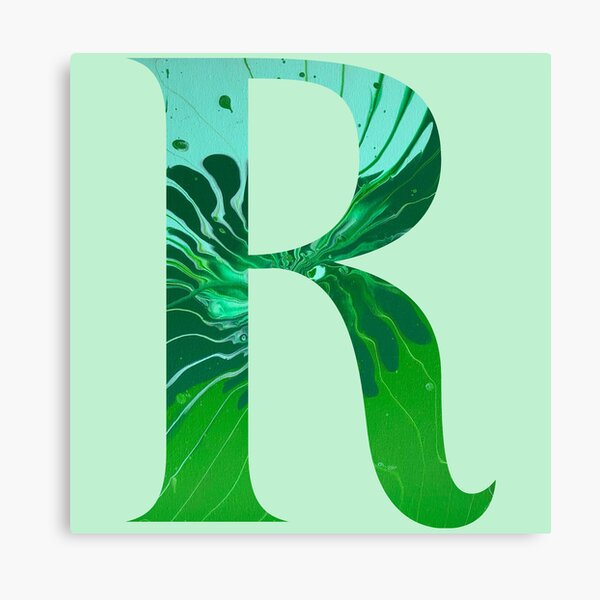 Letter R Monogram Initial Olive Green Pearl White Aesthetic Abstract  Pattern Painting On Canvas - Monogram R - Mug