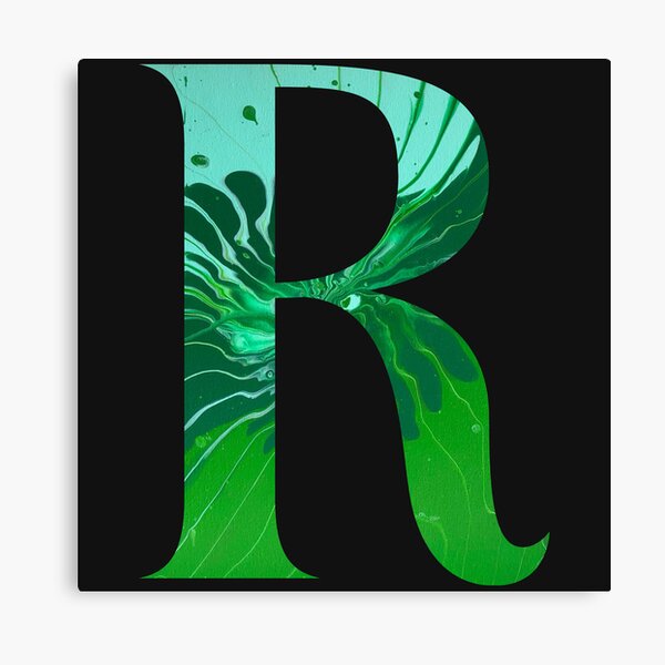 Letter R Monogram Initial Olive Green Pearl White Aesthetic Abstract  Pattern Painting On Canvas - Monogram R - Mug