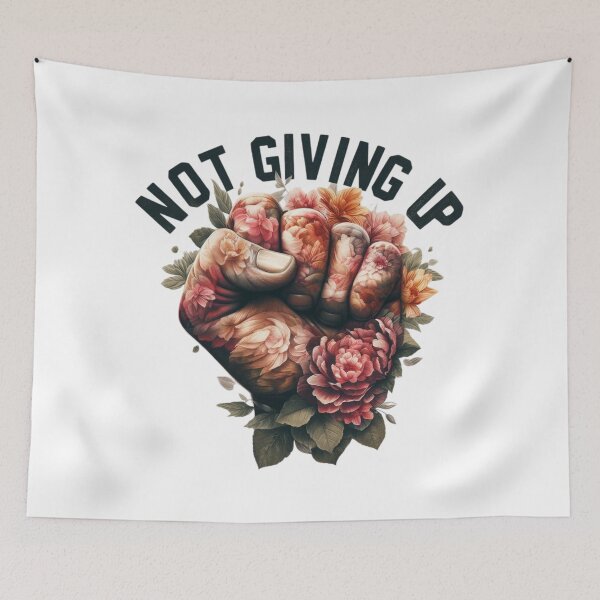 Item preview, Not Giving Up, Flowery Clinched Fist Art designed and sold by Faithloveshop.