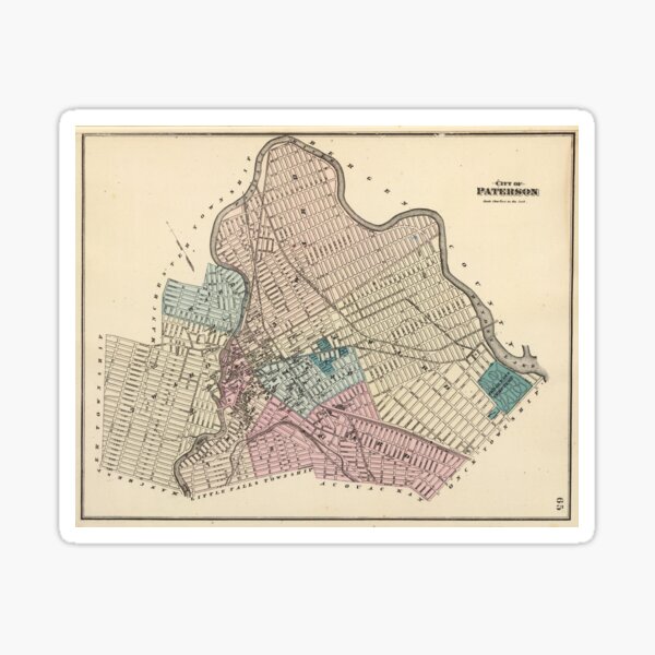Vista previa del artículo con la obra «Mapa vintage de Paterson Nueva Jersey (1872)», diseñado y vendido por BravuraMedia.