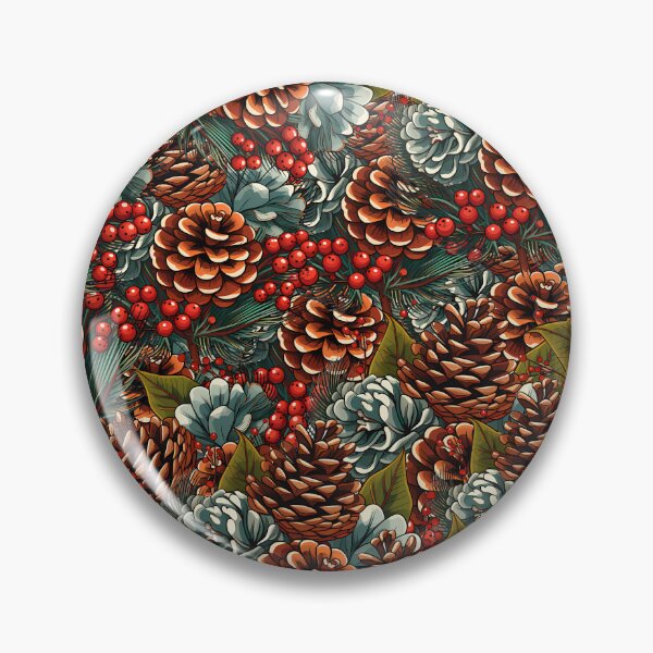 Item preview, Christmas seamless Pattern With Pine Cones And Red Berries  designed and sold by DesignHouse07.