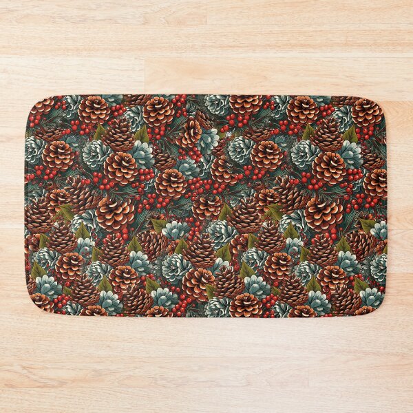 Item preview, Christmas seamless Pattern With Pine Cones And Red Berries  designed and sold by DesignHouse07.