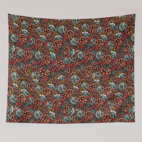 Item preview, Christmas seamless Pattern With Pine Cones And Red Berries  designed and sold by DesignHouse07.