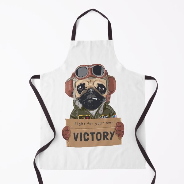 Item preview, pug dog aviator, cartoon dog pilot, pilot dog holding victory cardboard designed and sold by GreyStanzione1.