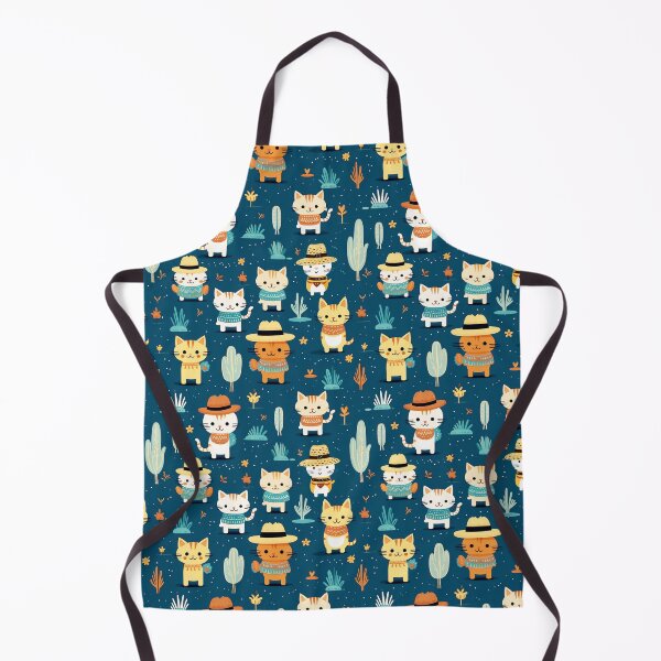 Artikelvorschau, Desperado Kitties Katze Western Outlaws Cartoon Niedliche Tiere Wüstenkaktus Cowboy Kinderdesign Blau Gelb Orange entworfen und verkauft von KimMarshall.