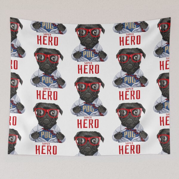 Item preview, superhero pug, cartoon superhero pug, cute dog superhero  designed and sold by GreyStanzione1.