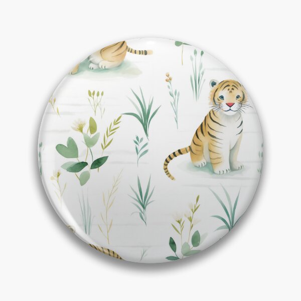 Item preview, Jungle Safari Adventure: Yellow Tigers on Soft WhiteJungle with Green Accents  Fabric for Kids designed and sold by KimMarshall.