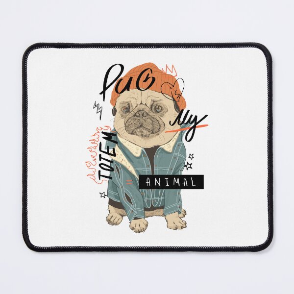 Item preview, typography pug dog, cute pug dog decoration, cute cartoon pug dog designed and sold by GreyStanzione1.