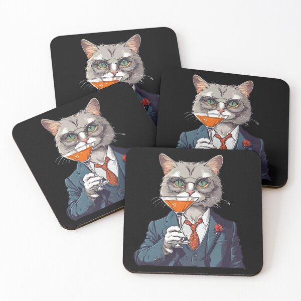 Item preview, Cat Wearing a Suit Drinking a Martini  designed and sold by MKCollabs.