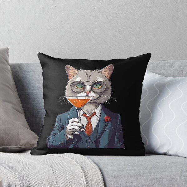 Item preview, Cat Wearing a Suit Drinking a Martini  designed and sold by MKCollabs.