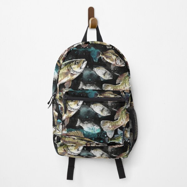 Item preview, WaterColor Bass Fish Swimming in Lake Angler Green Blue Black Lake House Fly Fishing Nautical Out Door Camping designed and sold by KimMarshall.