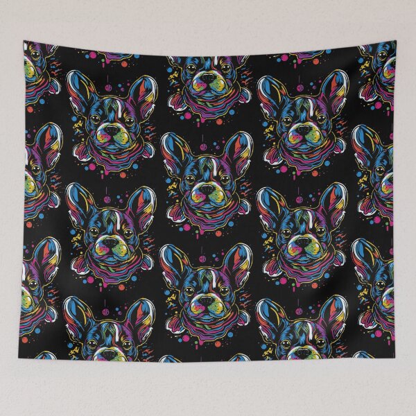 Item preview, colorful French bulldog head, colorful dog head, dog head graffiti designed and sold by GreyStanzione1.