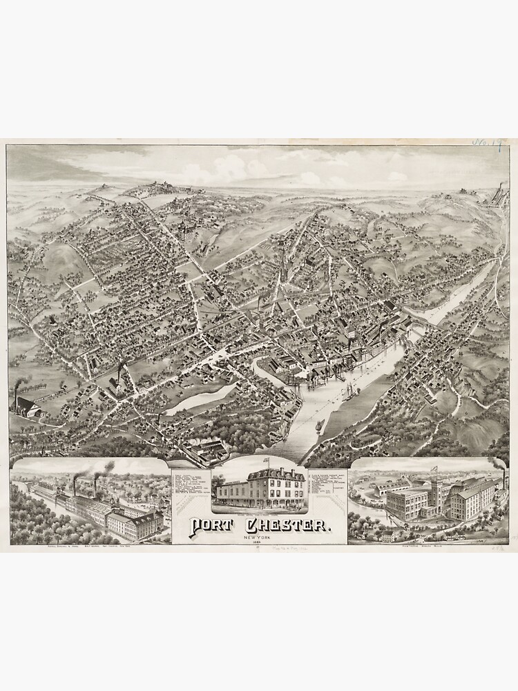 "Vintage Map of Port Chester NY (1882)" Sticker for Sale by