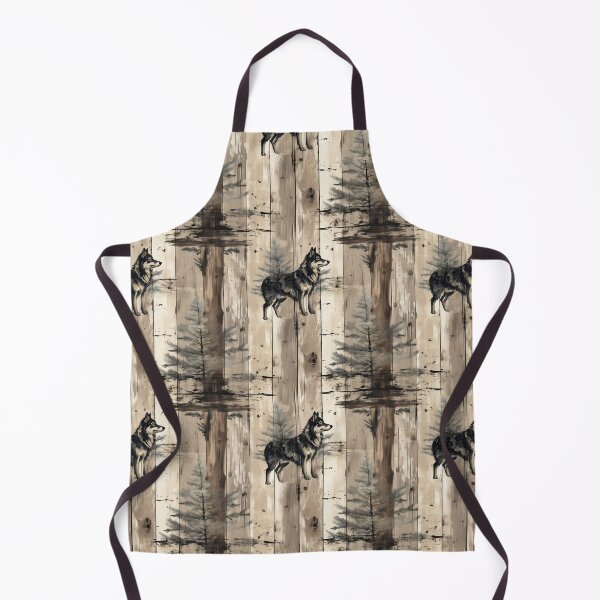 Item preview, Rustic Lone Wolf on Pine Alder Distressed Board: Pine Tree Watercolor Western Woodland Mountain Animal Fabric designed and sold by KimMarshall.